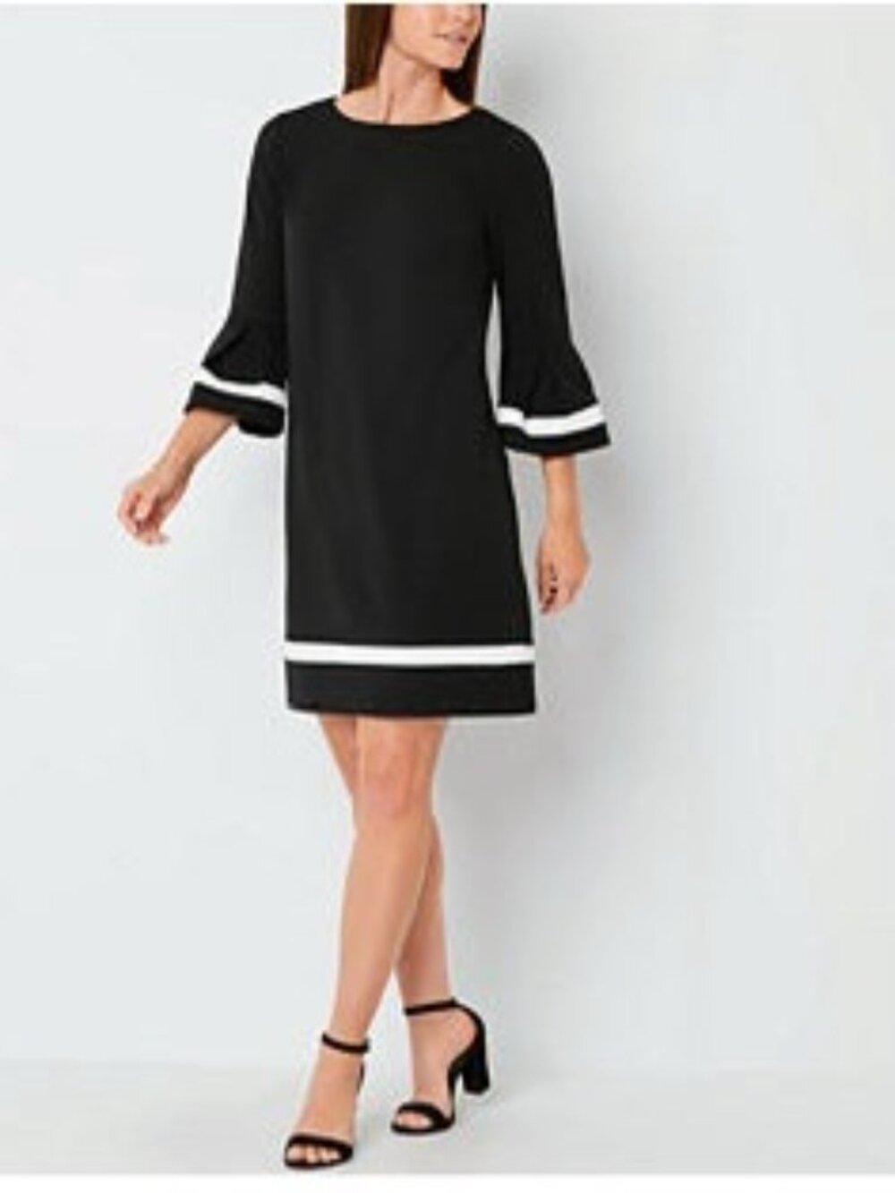 R&K Black A-Line Dress with White Trim